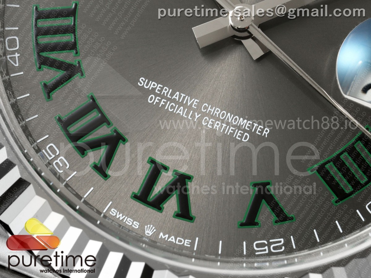 DateJust 41 126334 SS RCF Gray Dial Green Roman Dial on Jubilee Bracelet JH3235